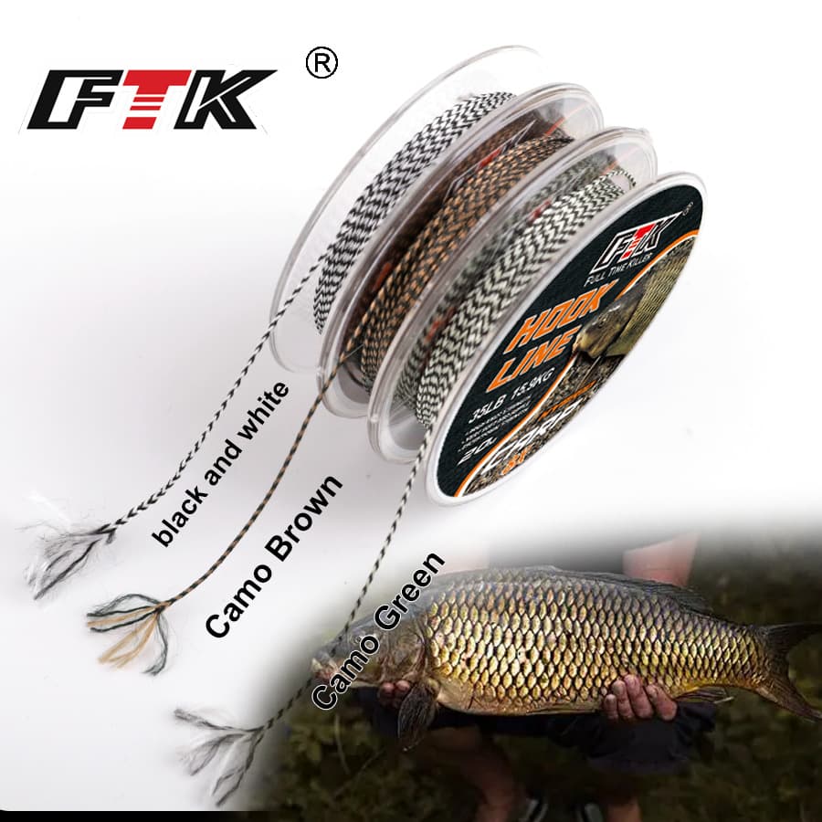 FTK карповый рыболовный крючок линия 20 м камуфляжная цветочная линия 8 шт рыболовная группа фитинги PE Feide…